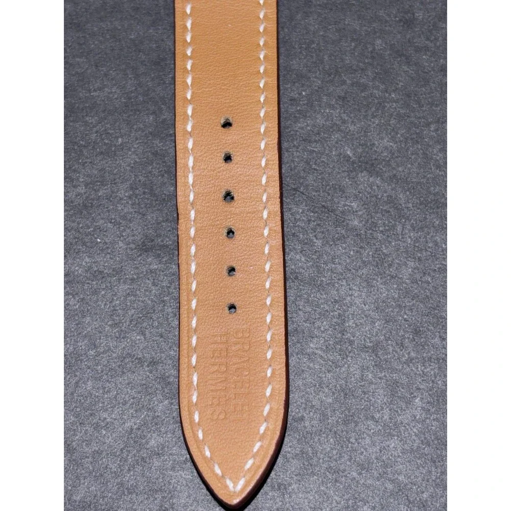 Hermes 21mm Stainless Steel And Natural Barenia Leather Here H PM Quartz Watch